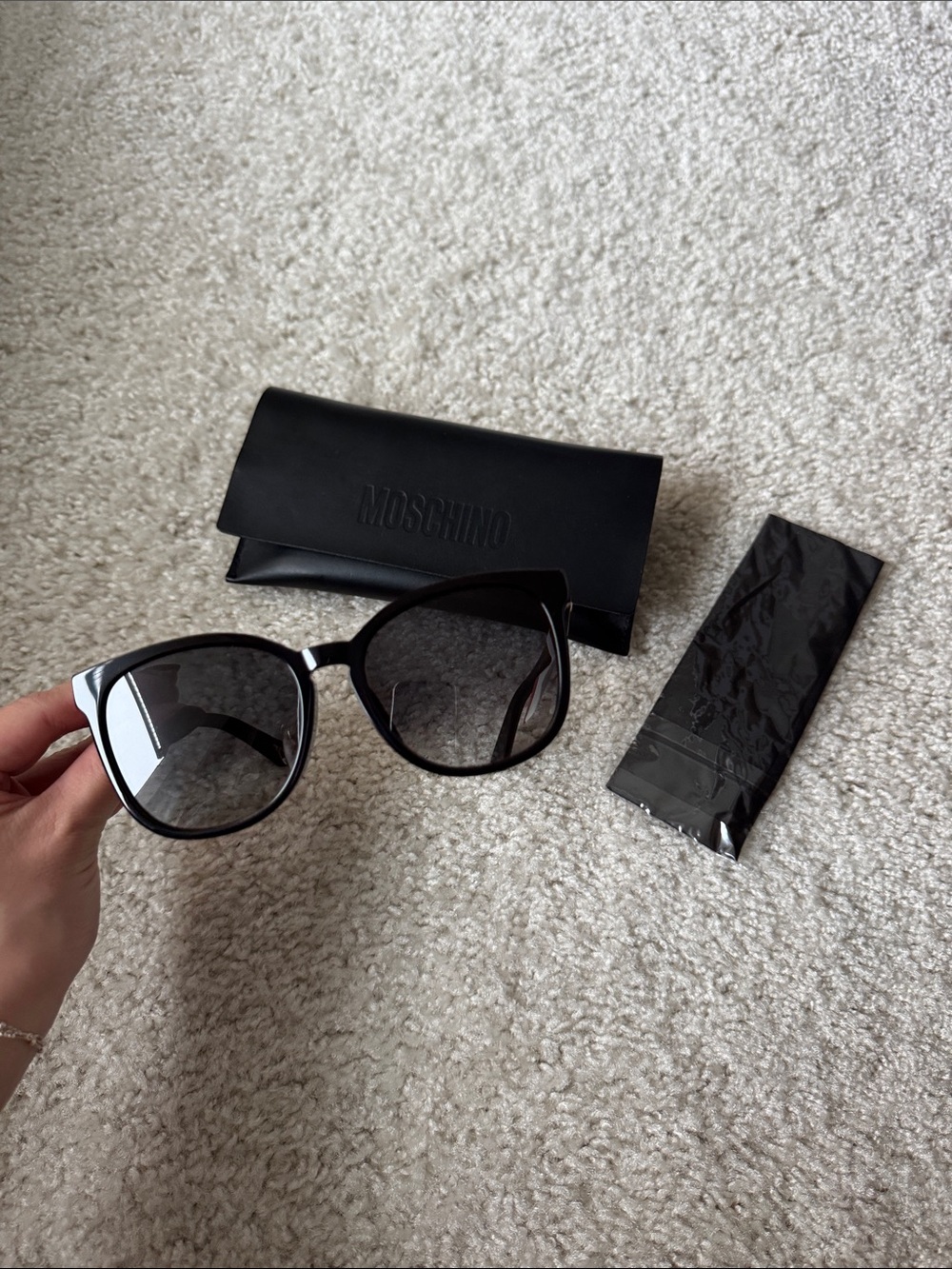 Moschino Black Cat-Eye Sunglasses with Gradient Lenses